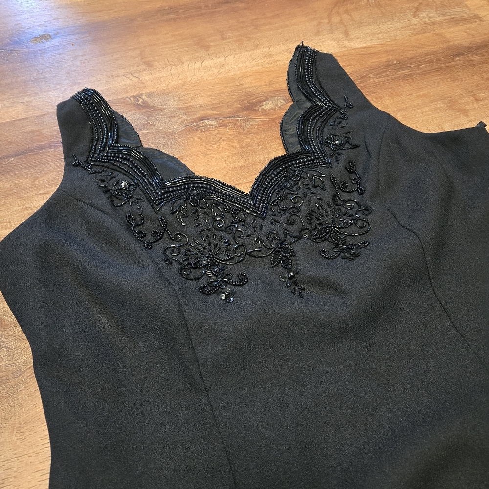 Vintage Laurence Kazar Black Dress with Elegant Bead Detailing Size 10 - Picture 2 of 6